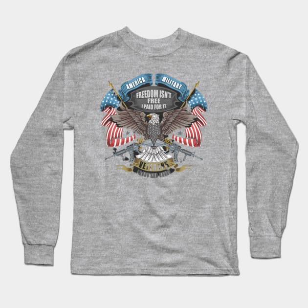 USA Patriotic Veteran Freedom Fighter Long Sleeve T-Shirt by Graffix